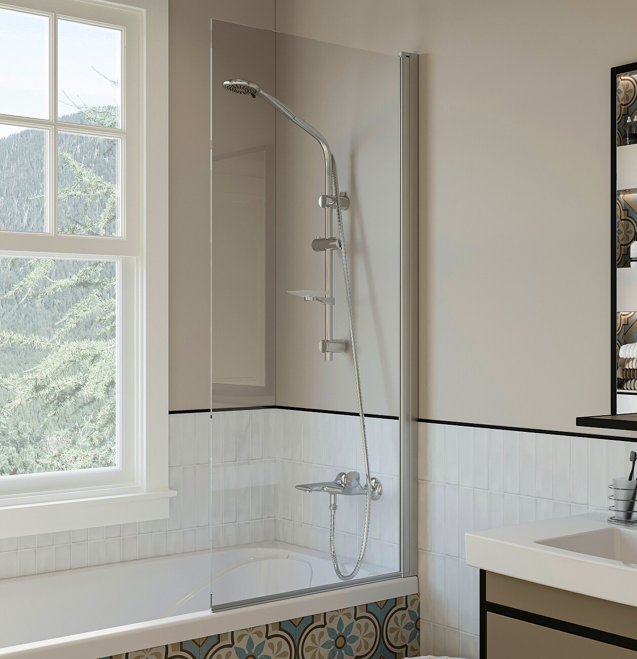 Штора на ванну распашная 60х150 см прозрачная, хром Diwo "Коломна" 4GW005 - изображение 2