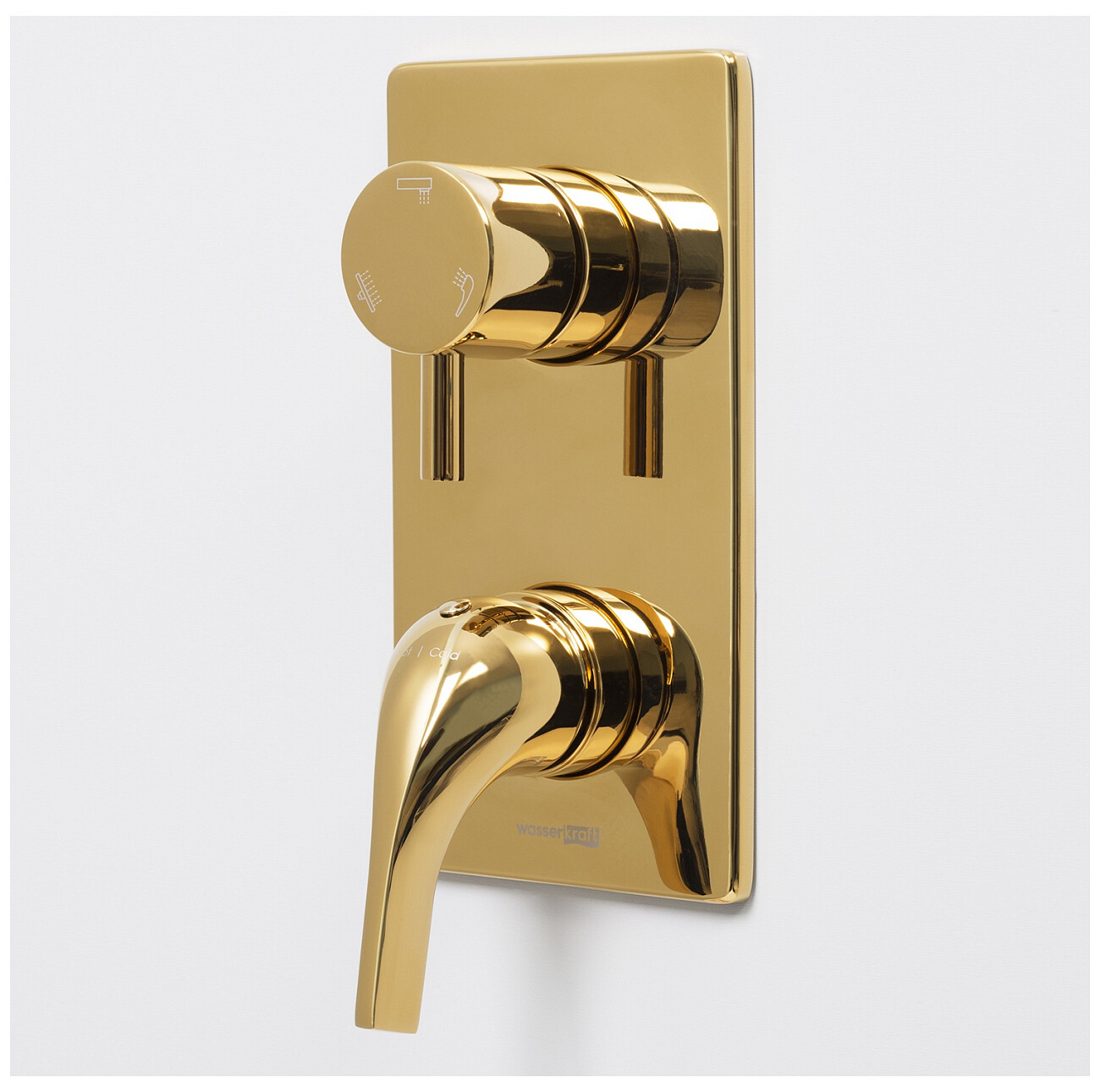 Смеситель для ванны и душа встраиваемый из латуни золото Wasserkraftй 7171 - изображение 4