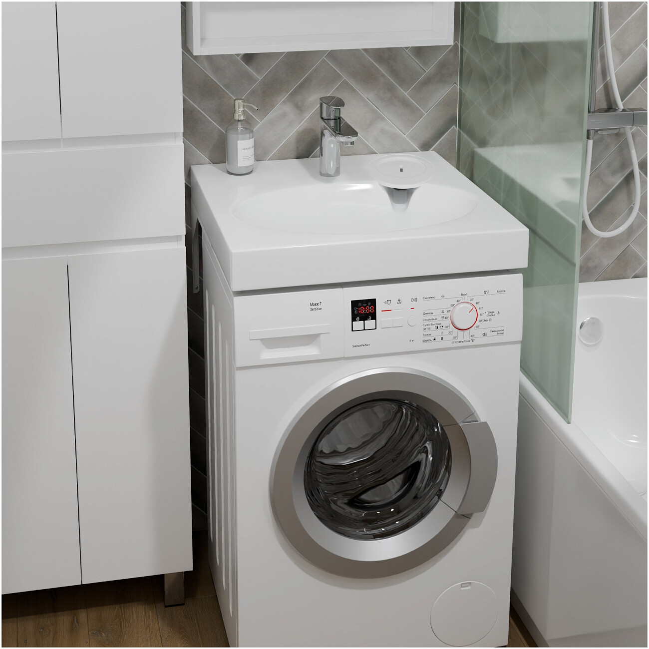 Раковина над стиральной машиной 60х60 см белая "Луна" 900103 - изображение 2