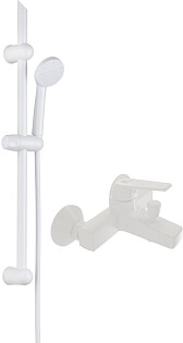 Душевой комплект с ручной лейкой и смесителем белый Diwo &quot;Смоленск&quot; SM-05w. SM-03w