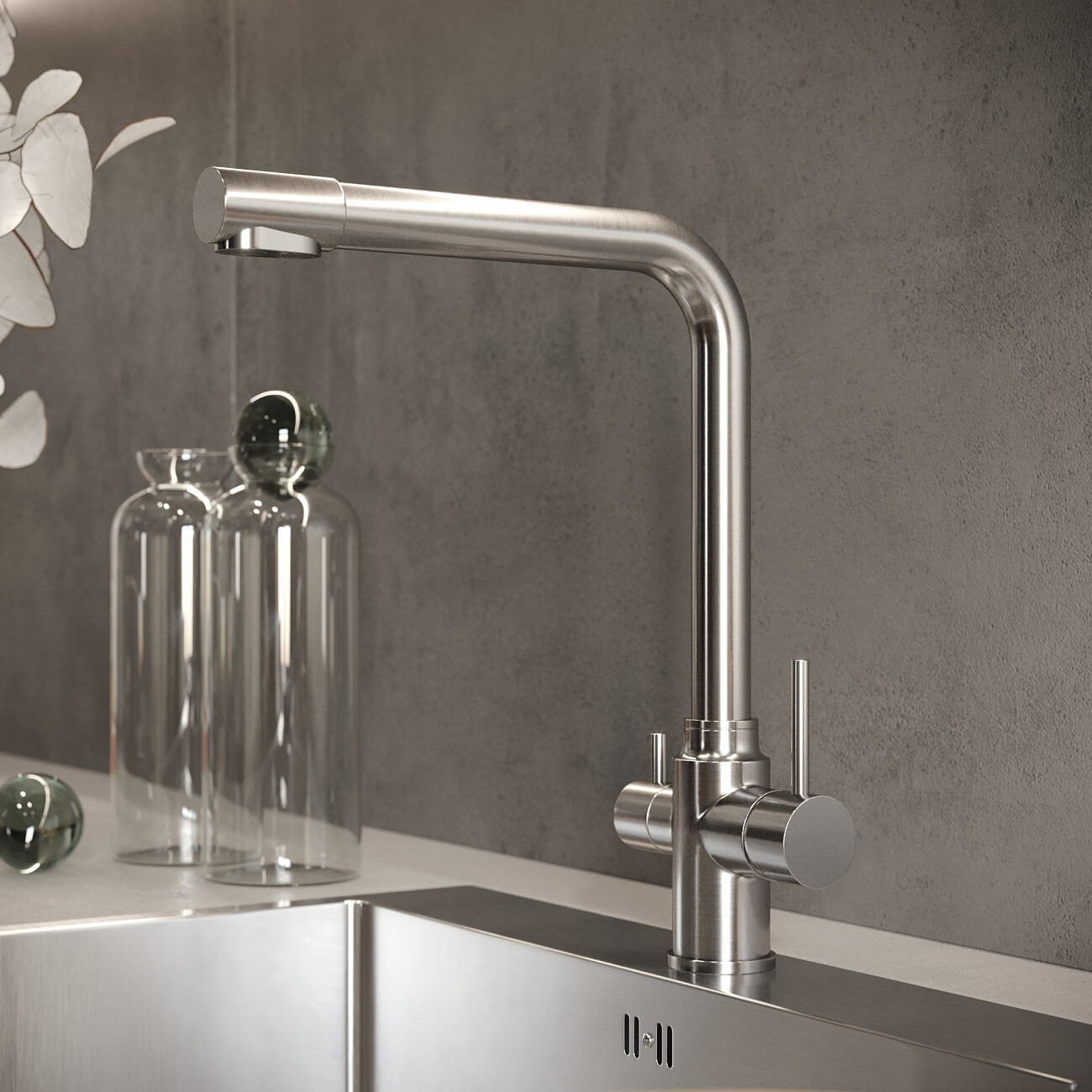 Смеситель для кухни однорычажный с изливом для фильтрованной воды хром Domaci "Равенна" DM-020822 - изображение 4