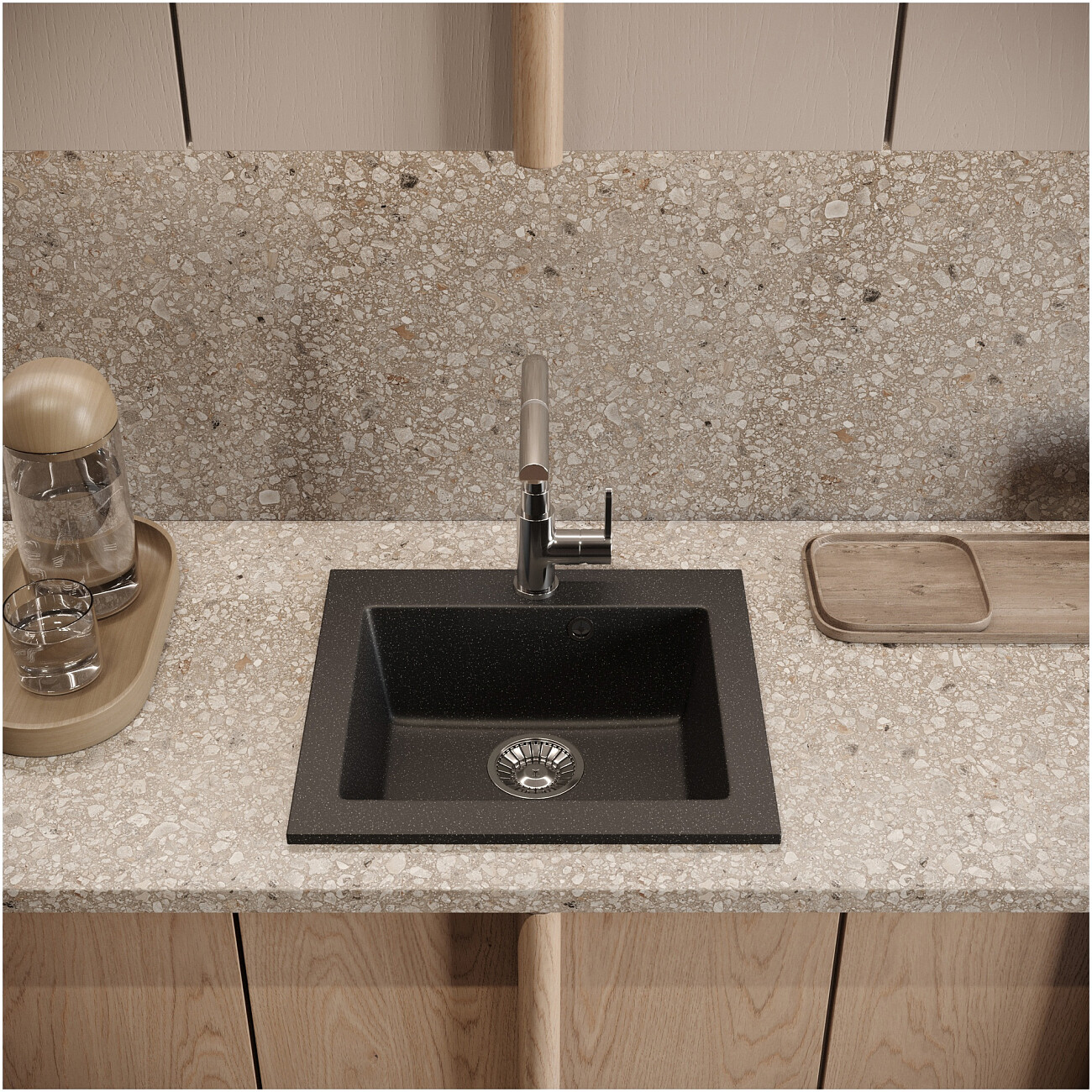 Мойка кухонная черная Domaci "Болонья" М-35-002 - изображение 7