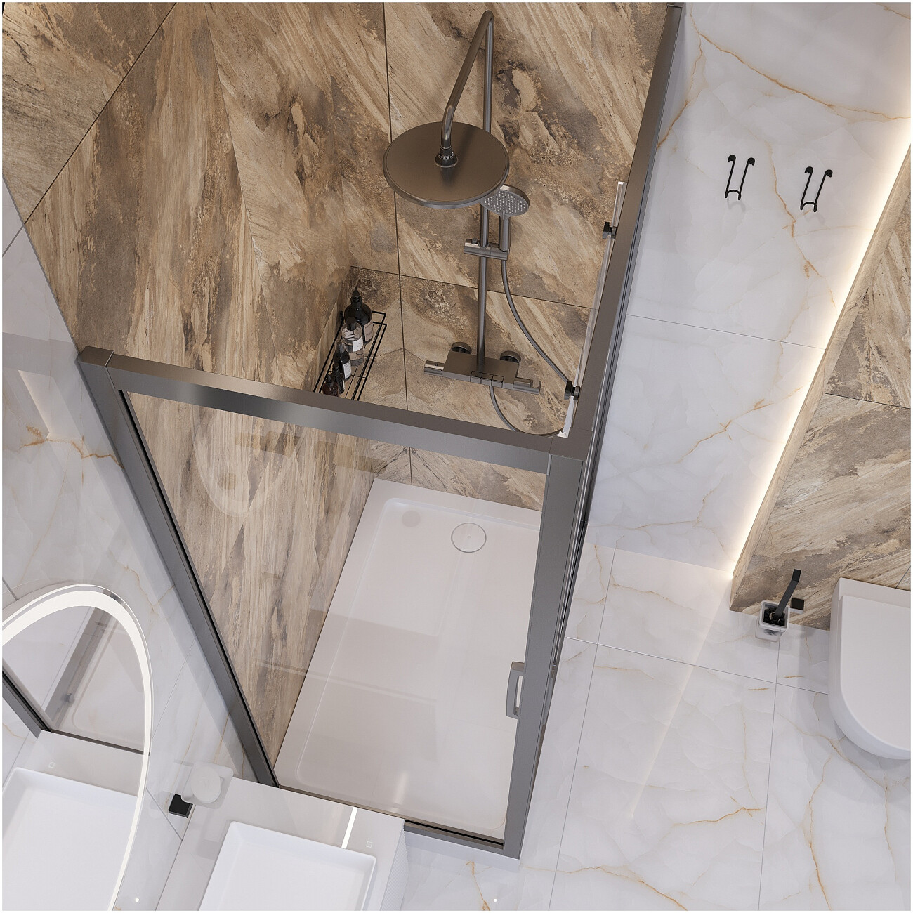 Душевая стойка с верхним душем воронёная сталь Stworki "Левангер" S07170GB - изображение 9