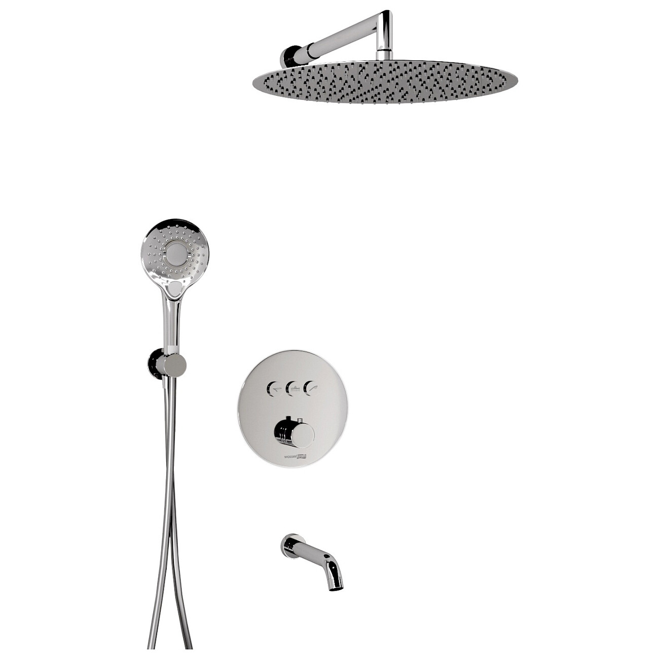 Душевой комплект встраиваемый с верхним душем, лейкой и изливом хром Wasserkraft A175817 Thermo - изображение 3