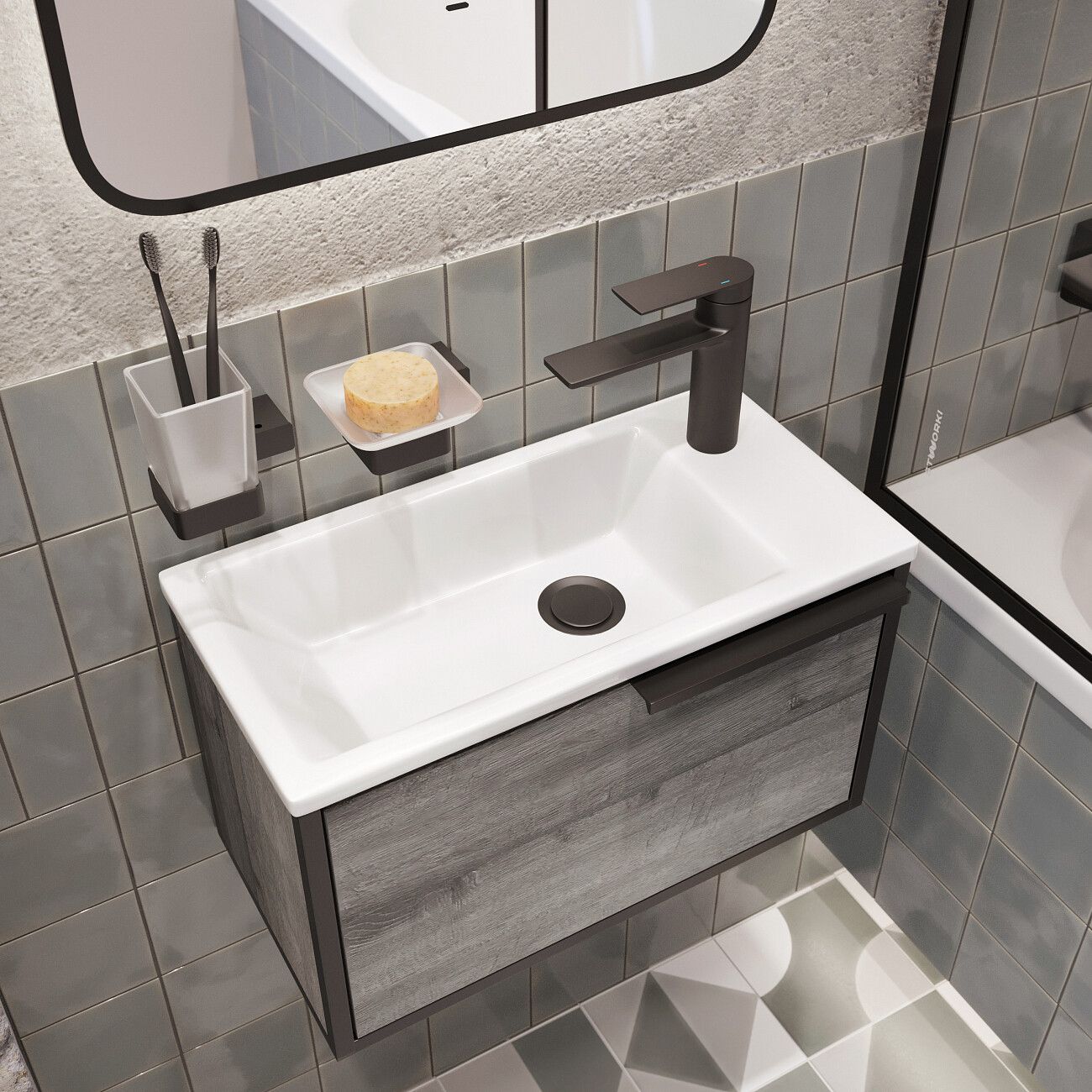 Смеситель для раковины однорычажный черный Stworki "Кронборг" KR-01b - изображение 7