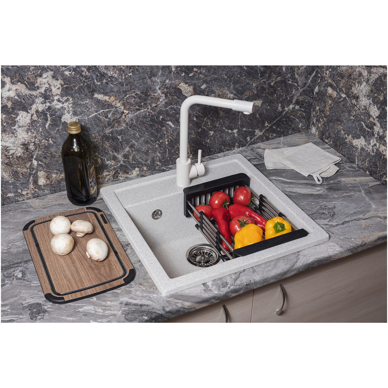 Мойка кухонная кварцевая прямоугольная олово Reflection Zia RX1251TN - изображение 3