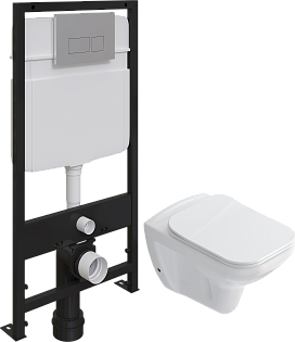 Унитаз с инсталляцией и кнопкой белый, хром Stworki &quot;Дублин&quot; SETK3504-0605, ProLT 0026-2020, 0040