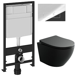 Унитаз Ceramicanova Uno Rimless CN11001MB с инсталляцией Ewrika ProLT 0026-2020