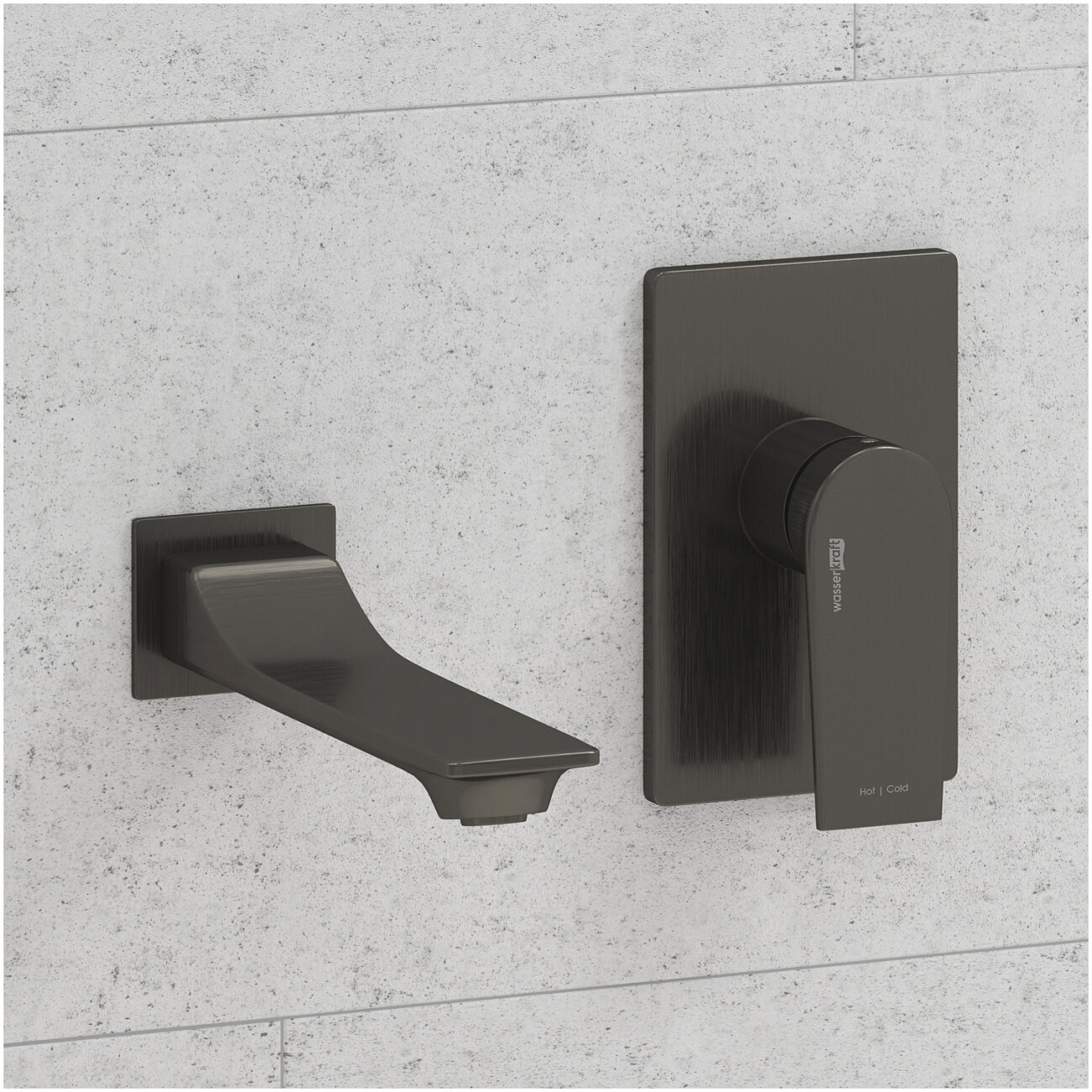 Смеситель для раковины встраиваемый с изливом вороненая сталь Wasserkraft A84563 - изображение 3