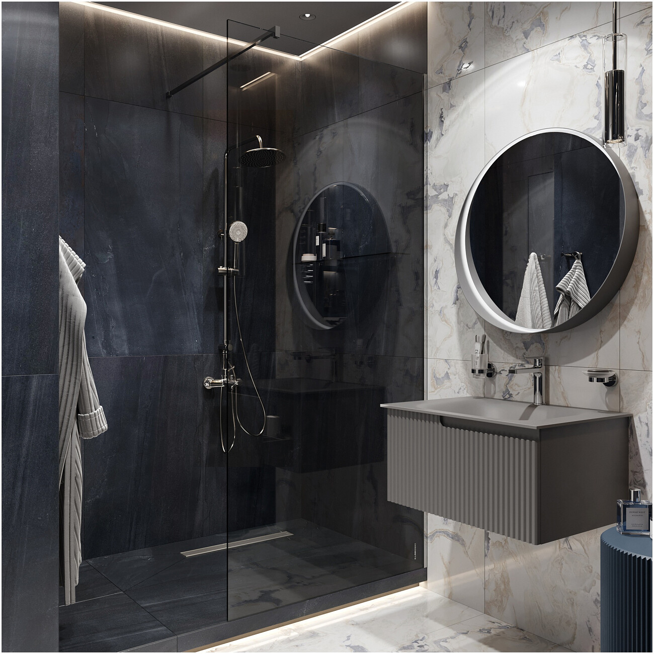 Раковина мебельная стеклянная 70 см серая Stworki "Вестфолл" - изображение 7