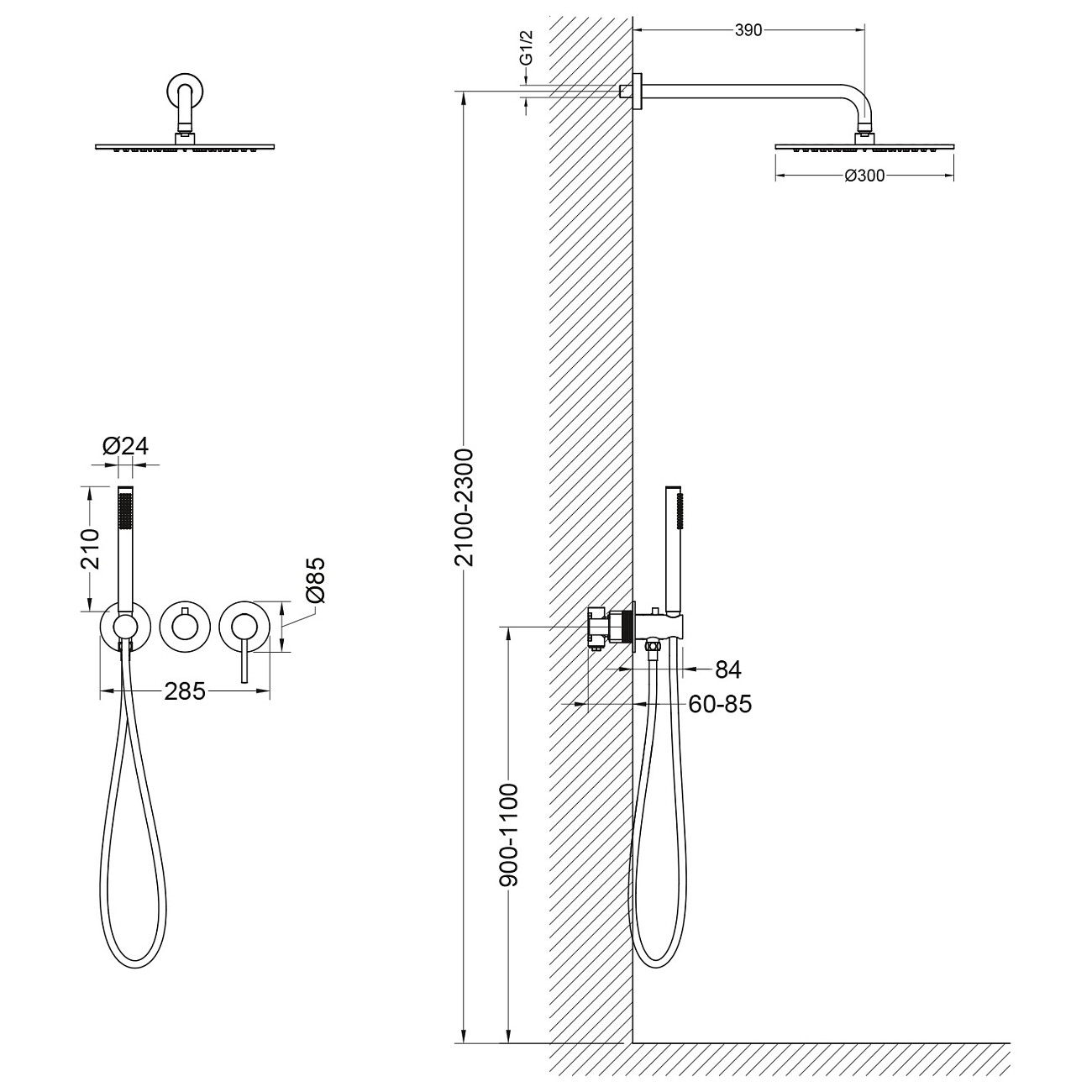 Душевой комплект встраиваемый с верхним душем хром Timo Saona SX-2349-00SM - изображение 5