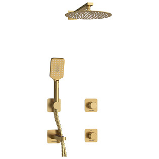 Душевой комплект с верхним душем и смесителем золото Wasserkraft A8251.307.308.180.259.285.194.201