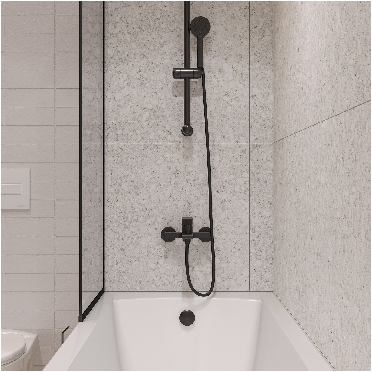 Смеситель для ванны с душем настенный черный Stworki "Нюборг" S37100BK - изображение 6