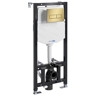 Инсталляция для подвесного унитаза с кнопкой смыва золото Aller 10TLT.010.ME.MG03