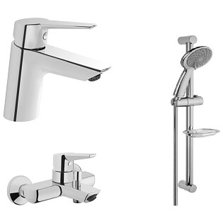 Душевой комплект с лейкой, смесителем для раковины и ванны хром VitrA Solid S A42242EXP