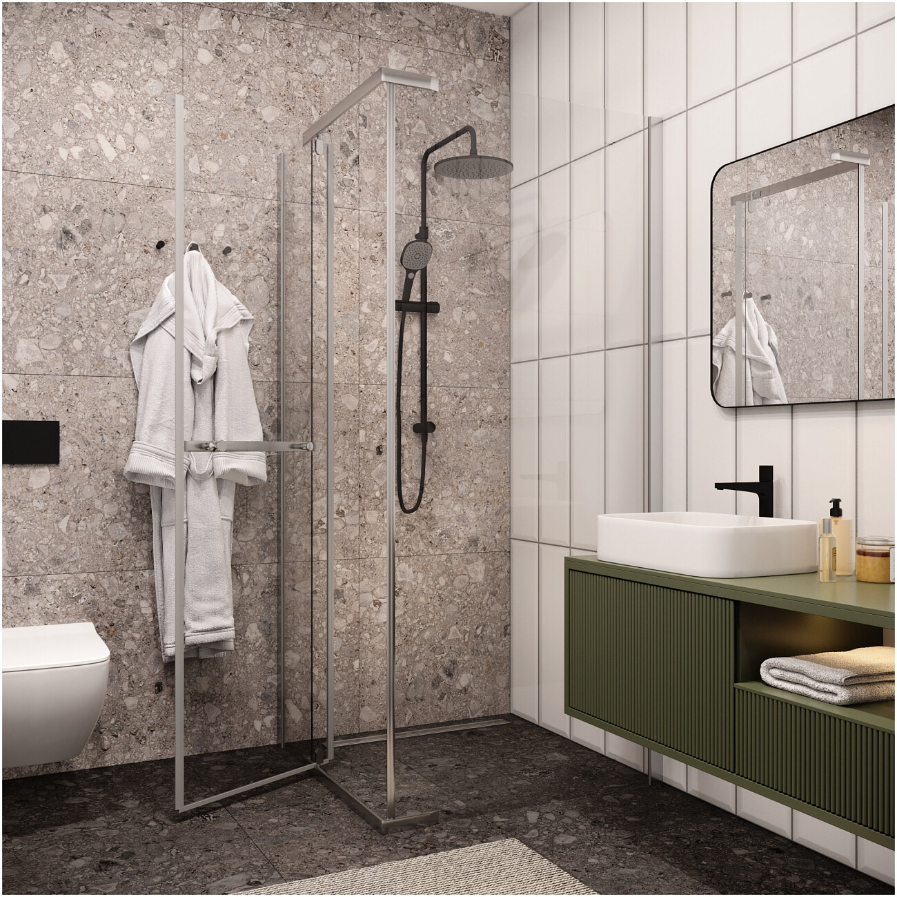 Душевой уголок квадратный 90x90 см хром Cerutti SPA Mimi ZQ91T - изображение 6