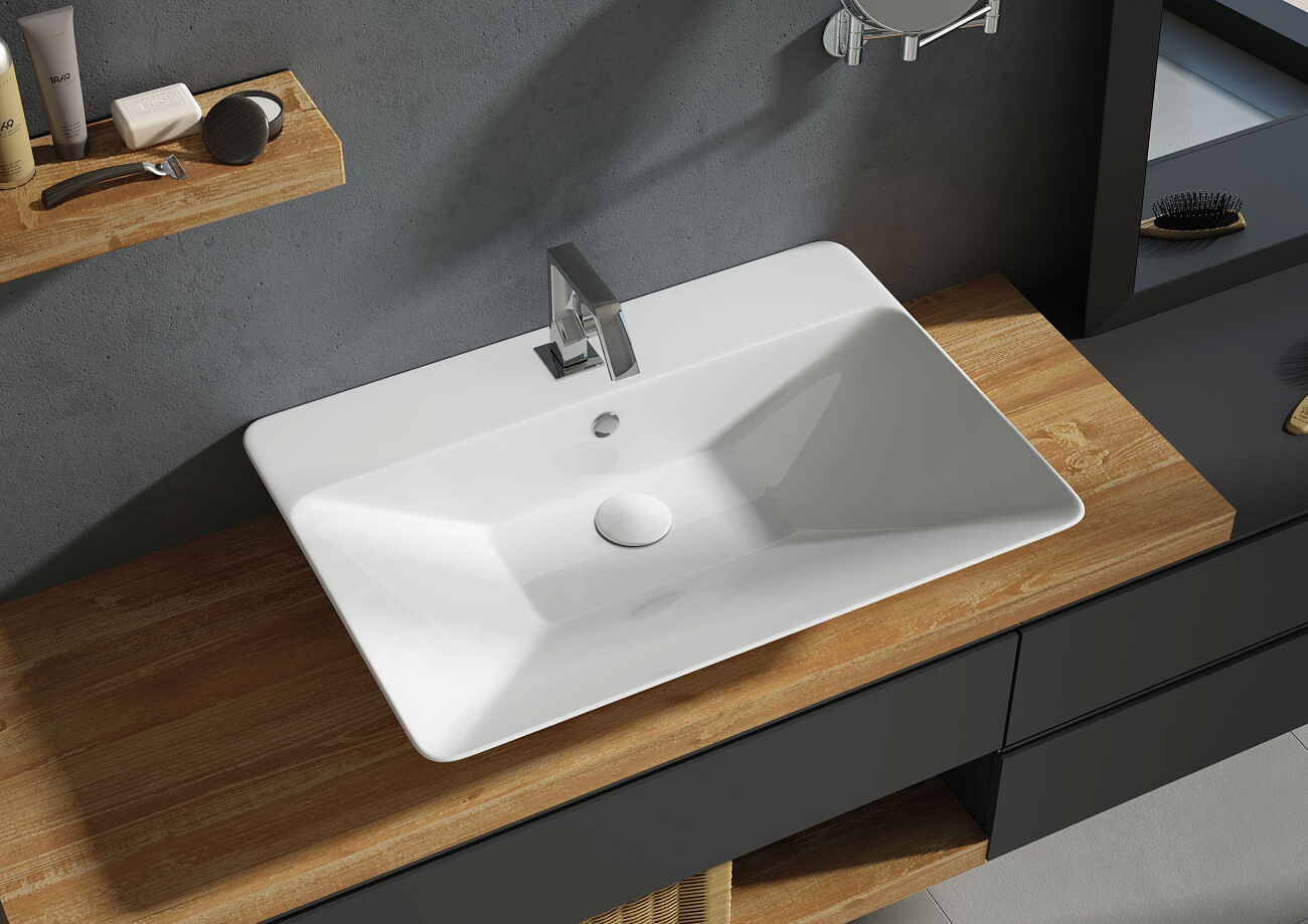 Раковина накладная керамическая прямоугольная 46х65 см белая Stworki 3066-KL - изображение 8