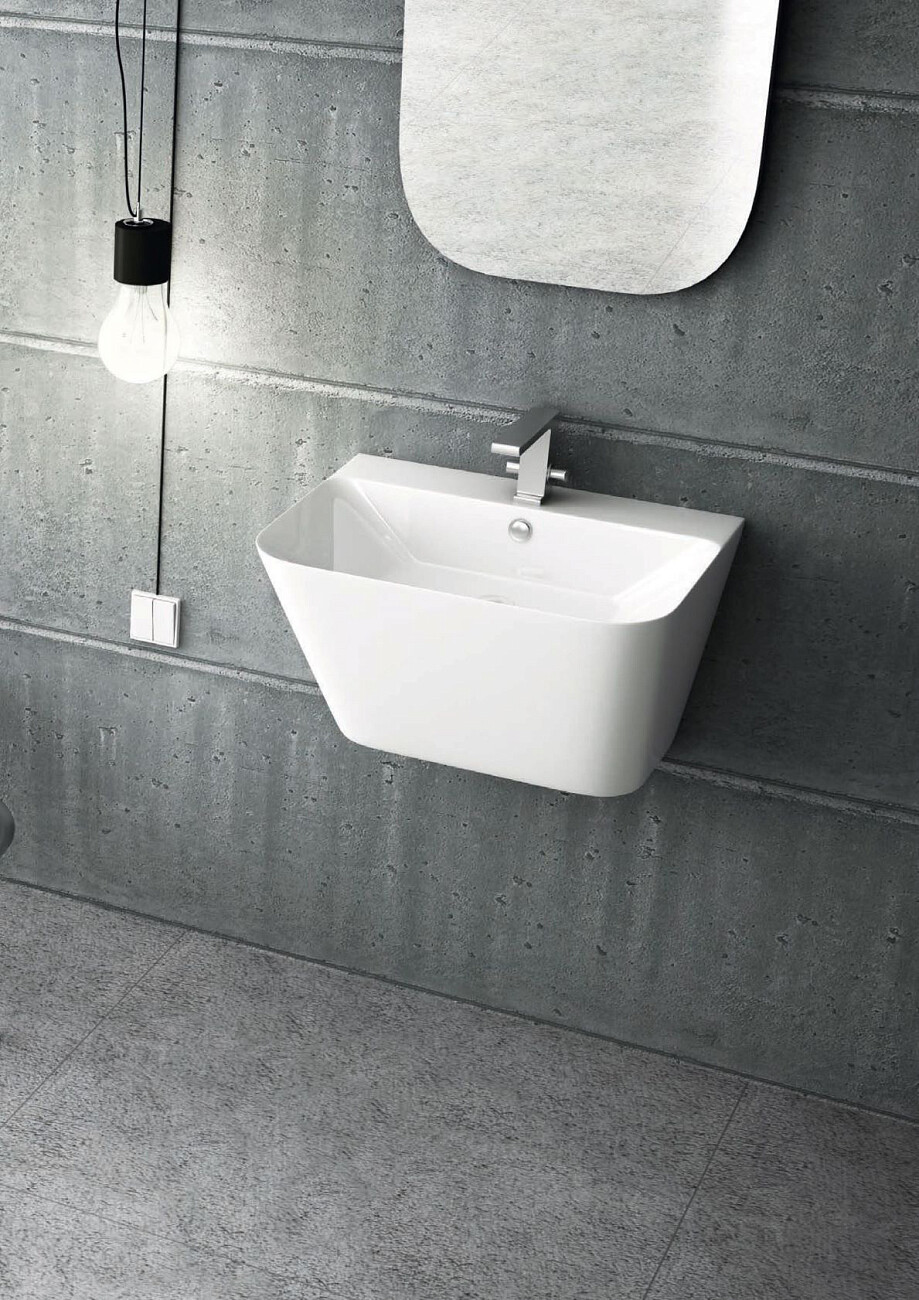 Раковина подвесная керамическая прямоугольная 45х55 см белая Stworki 100604-101 - изображение 9