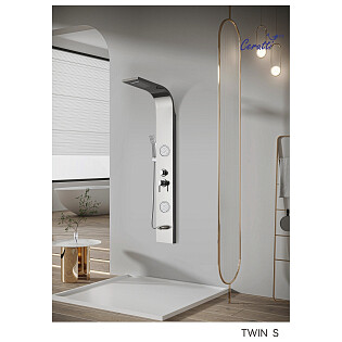 Душевая панель с гидромассажем серебро Ceruttispa TWIN S CT9987