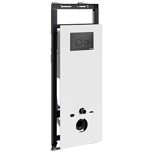 Инсталляция для подвесного унитаза с черной матовой кнопкой Wasserkraft Salm 27TLT.010.ME.WH.MB01