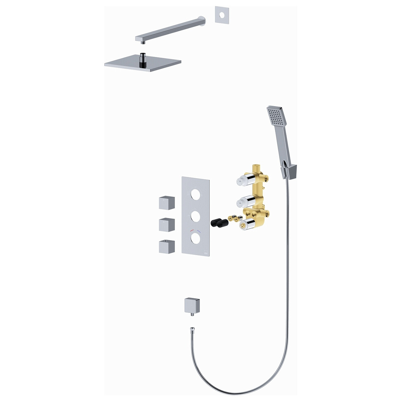 Душевой комплект встроенный с термостатом и тропическим душем хром Timo Tetra-thermo SX-0179-00SM - изображение 2