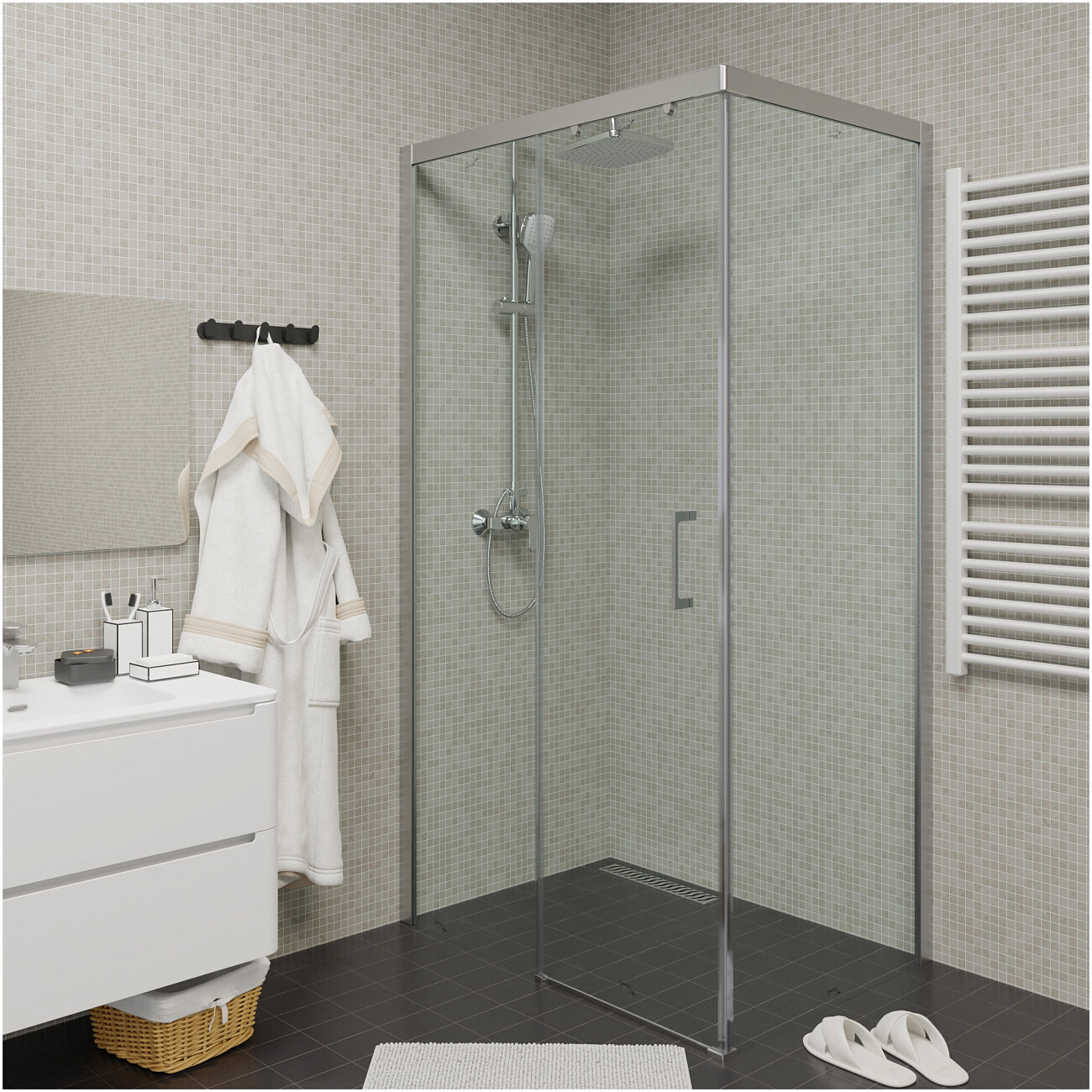 Душевой уголок прямоугольный левый 80x110 см хром Cerutti SPA Vito 110-L - изображение 4