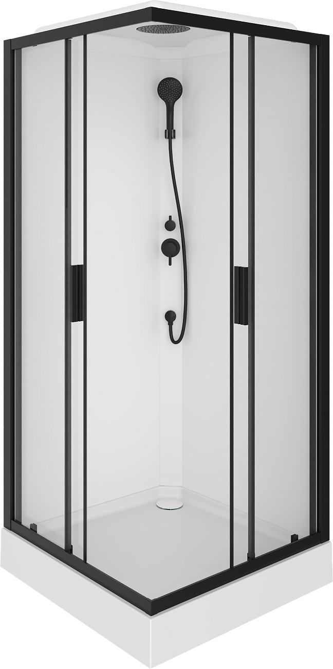 Душевая кабина квадратная с низким поддоном 90х90 см белая, черная Stworki "Кронборг" HWKC-403-090BT - изображение 7