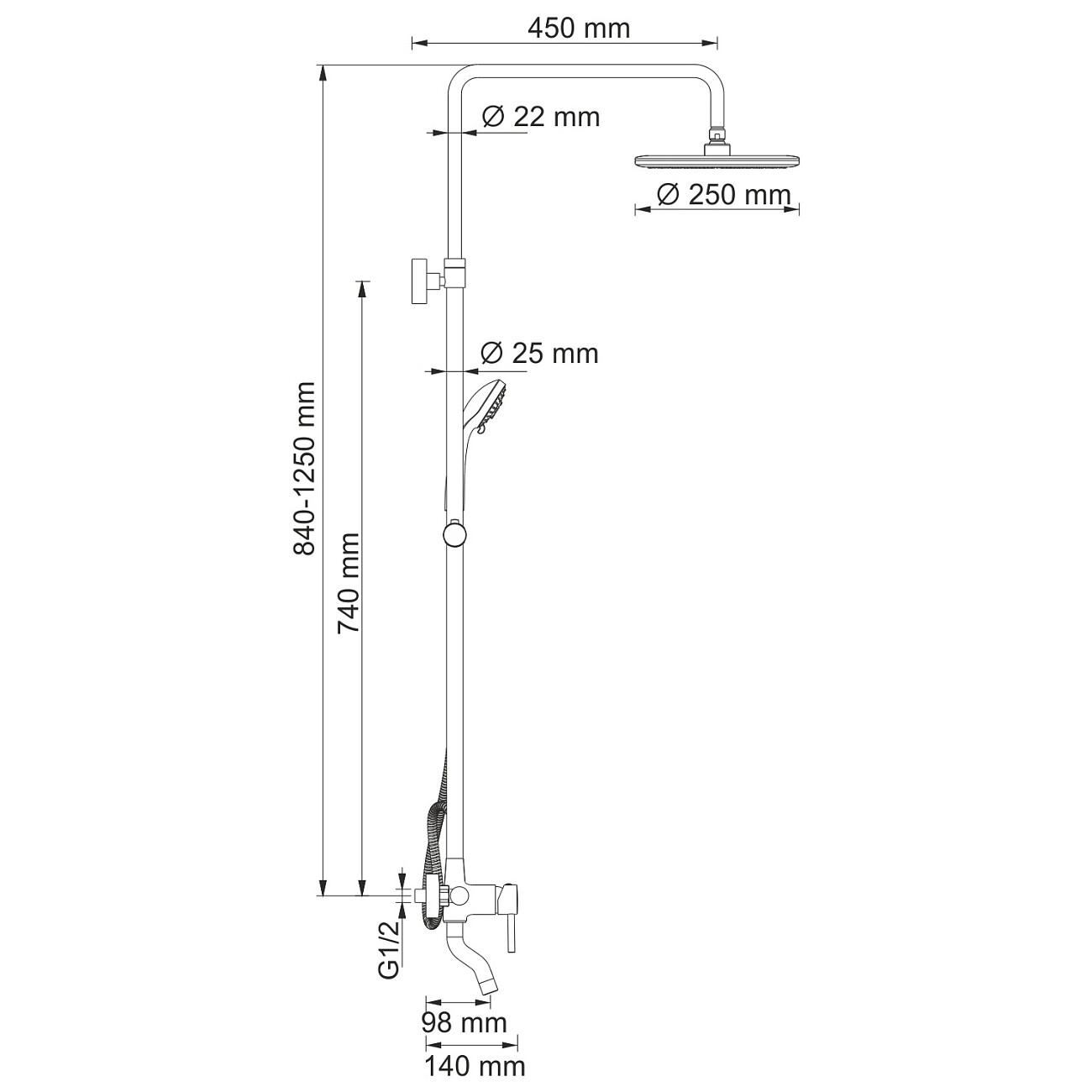 Душевая система со смесителем из латуни хром Wasserkraft A14401 - изображение 10