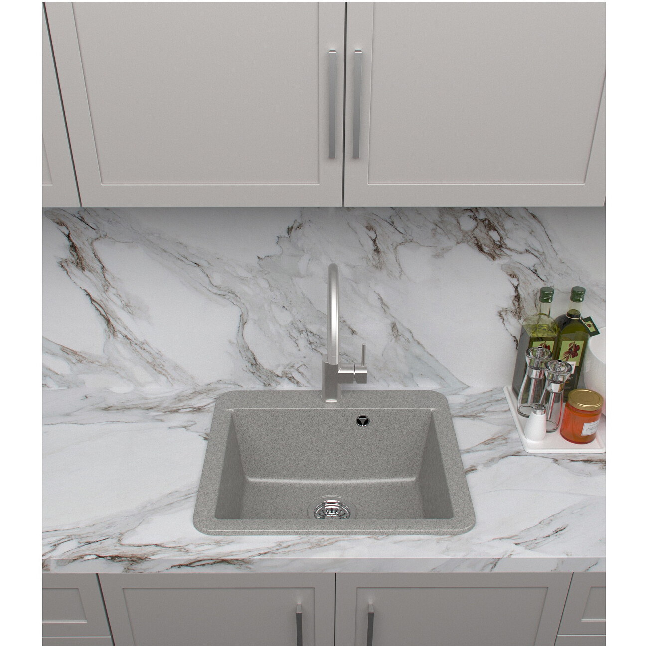 Мойка кухонная светло-серая Domaci "Парма" V-210 - изображение 3