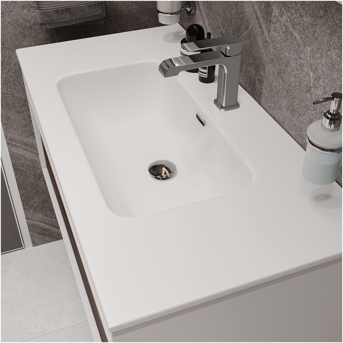 Раковина мебельная фаянсовая 90 см белая Stworki "Вестервик" - изображение 4