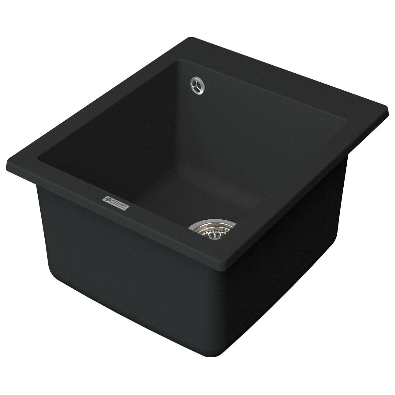 Мойка кухонная кварцевая квадратная черная Point "Динара 42" PN3004B - изображение 2