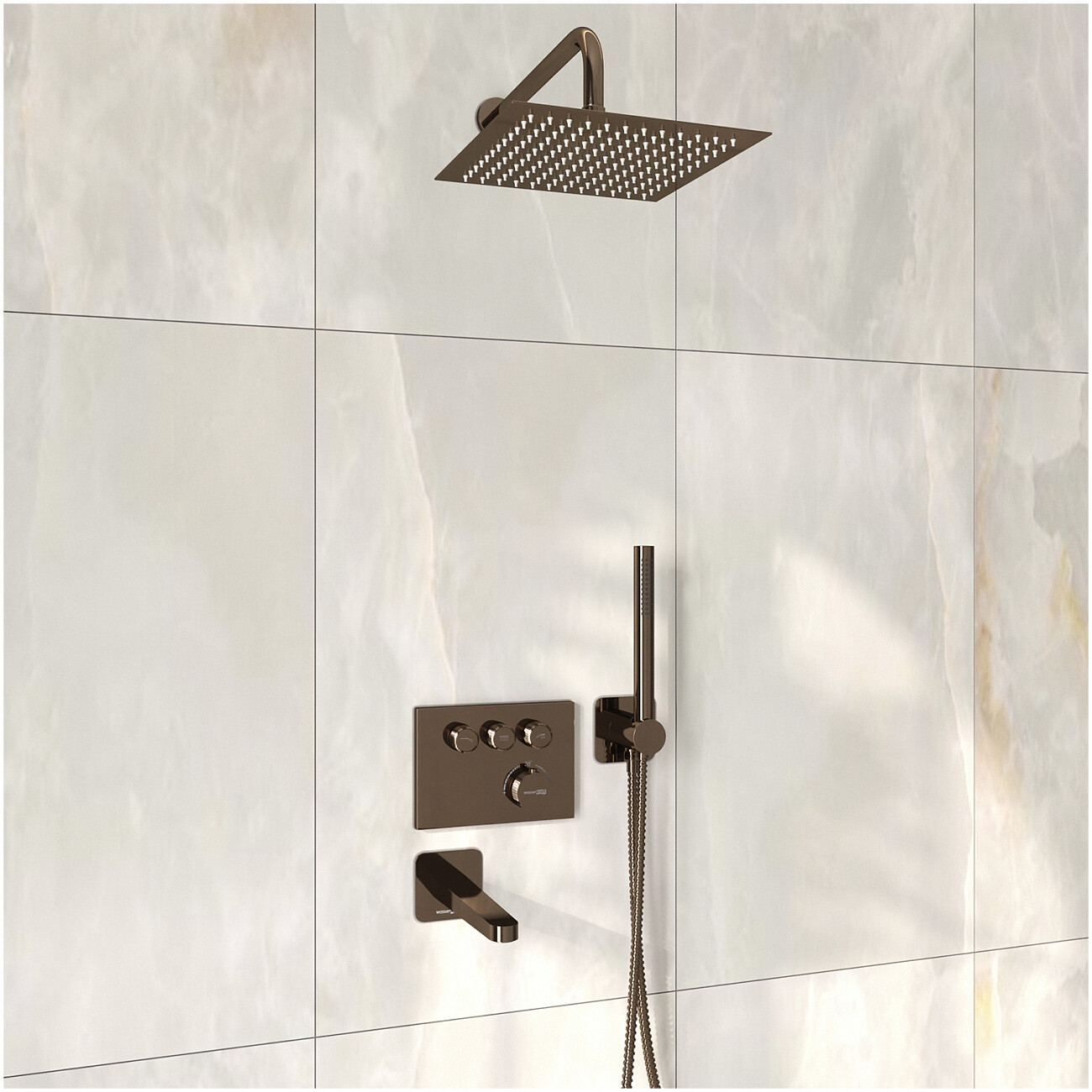 Душевой комплект встраиваемый розовое золото Wasserkraft Asphe A7758.338.329.290.292.291.311 Thermo - изображение 2