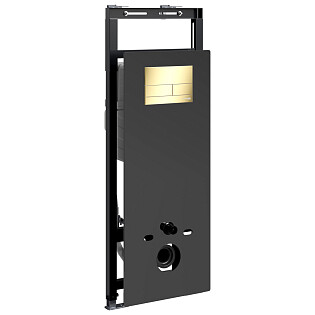 Инсталляция для подвесного унитаза с золотой глянцевой кнопкой Wasserkraft Salm 27TLT.010.ME.BL.PG04