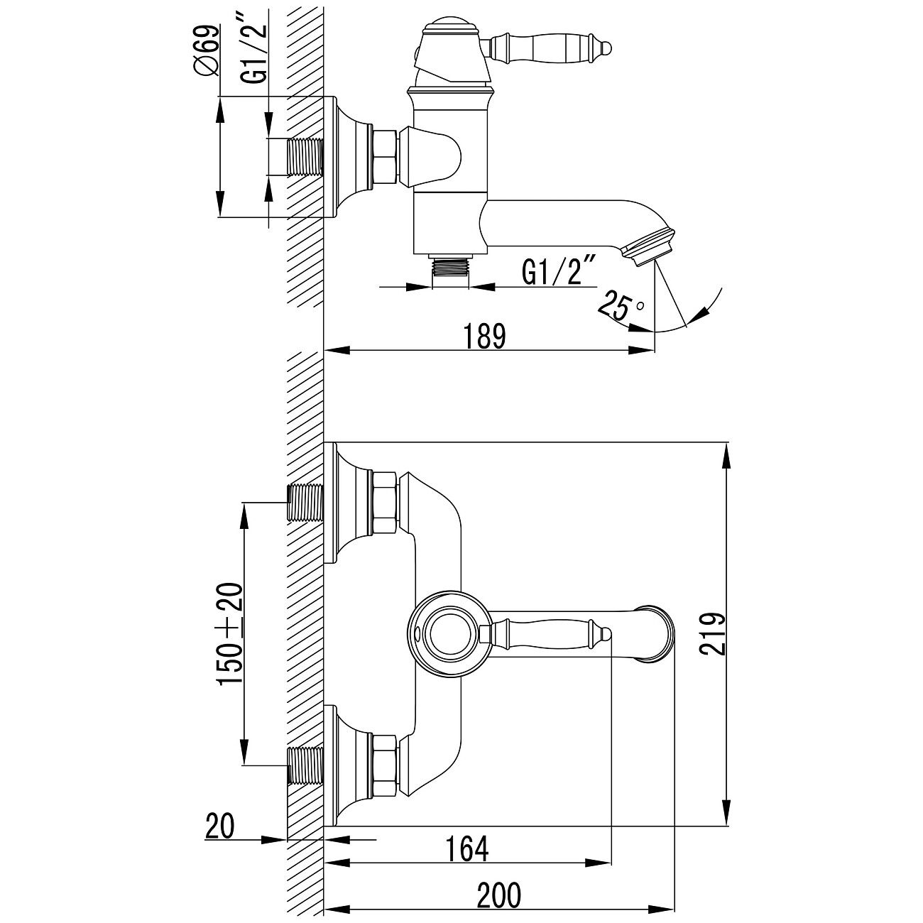 Смеситель для ванны с душем настенный хром Stworki "Свендборг" S02100CR - изображение 10
