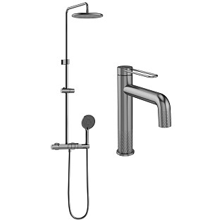 Душевой комплект с тропическим душем вороненая сталь Stworki &quot;Левангер&quot; S07010GB, S07170GB