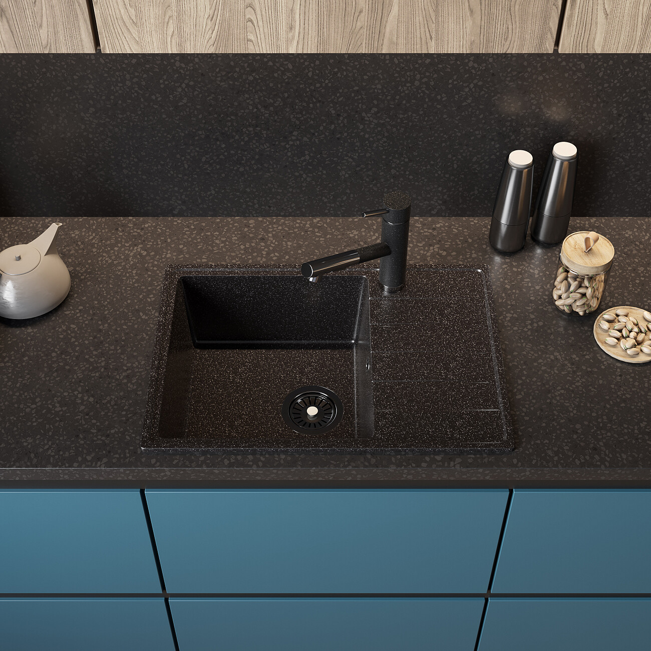 Мойка кухонная черная Domaci "Палермо" PR-600-004 - изображение 10