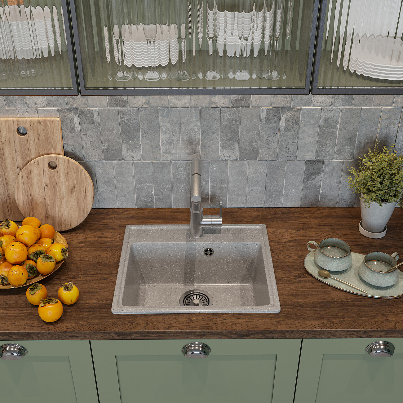 Мойка кухонная серая Domaci "Палермо" PR-490-003 - изображение 8