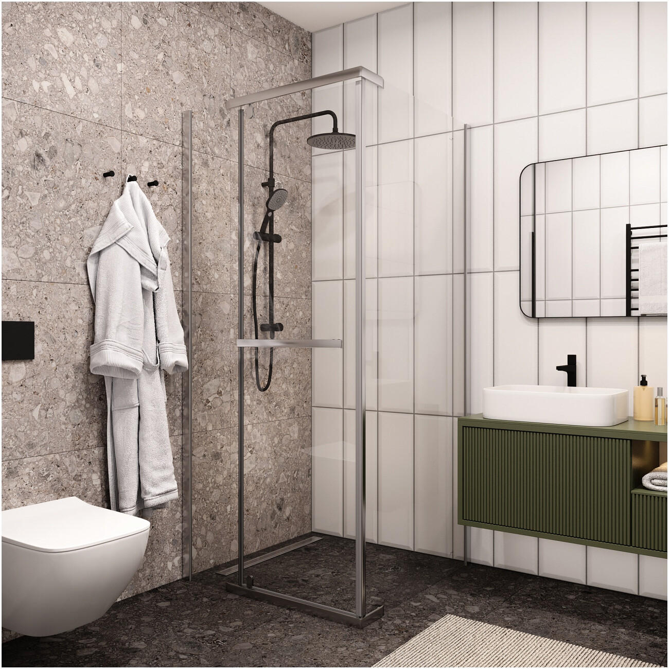 Душевой уголок квадратный 90x90 см хром Cerutti SPA Mimi ZQ91T - изображение 5