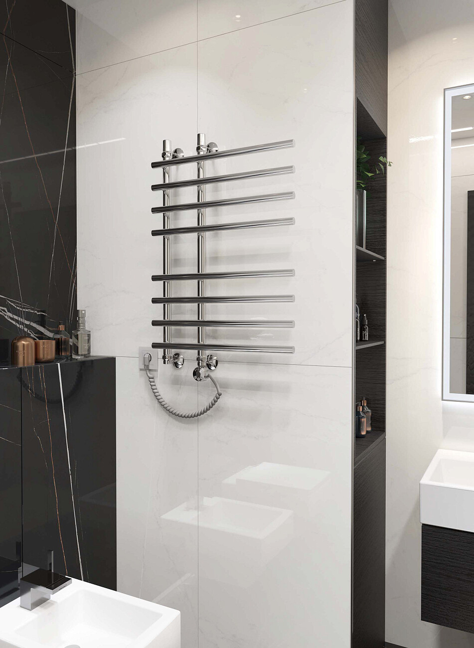 Полотенцесушитель электрический из нержавеющей стали 80х55 см хром Ewrika "Медея" LT L - изображение 4