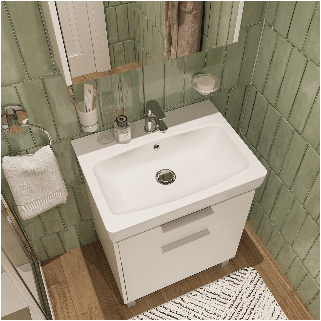 Раковина мебельная фарфоровая 60 см белая Stworki "Нео" - изображение 3