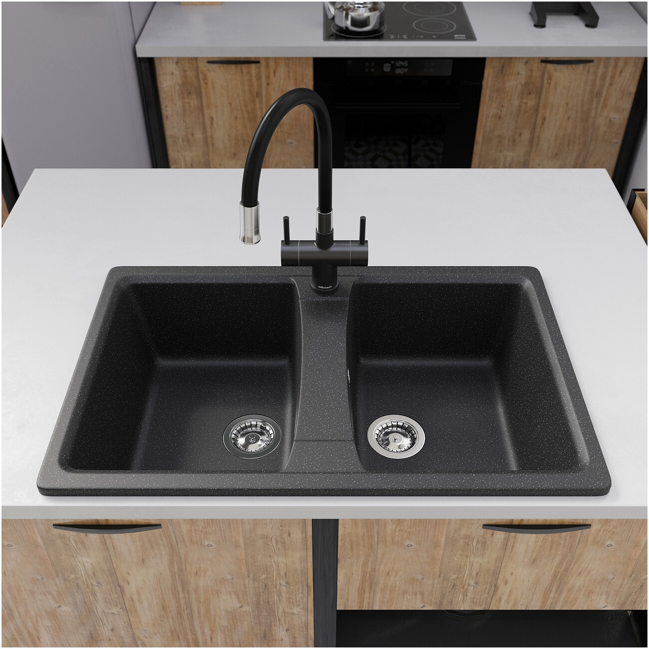 Мойка кухонная черная Domaci "Болонья" М-26-002 - изображение 7