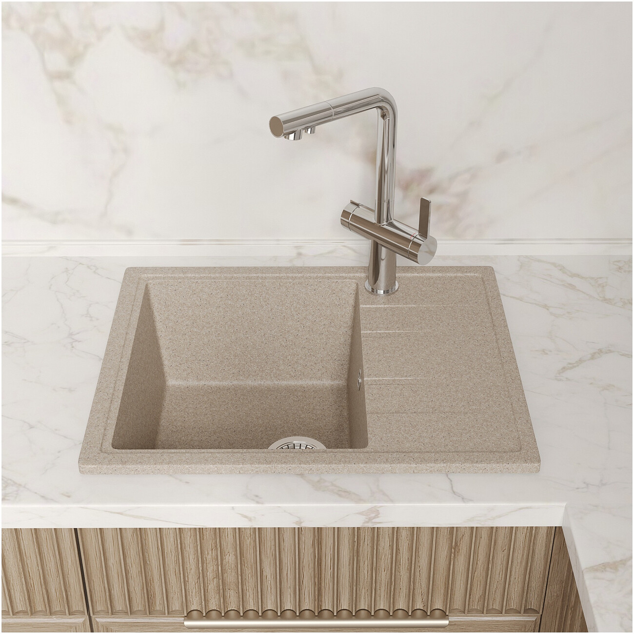 Мойка кухонная песочная Domaci "Болонья" М-150-004 - изображение 8