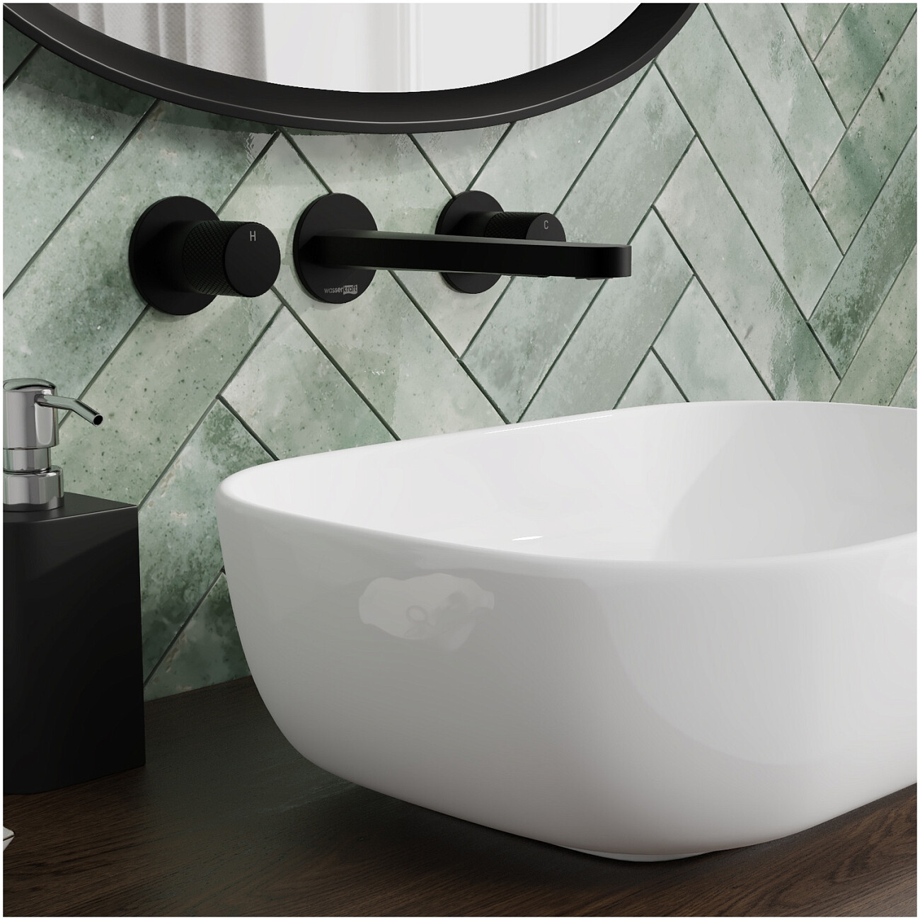 Смеситель для раковины встраиваемый из латуни черный Wasserkraft 5245 - изображение 3