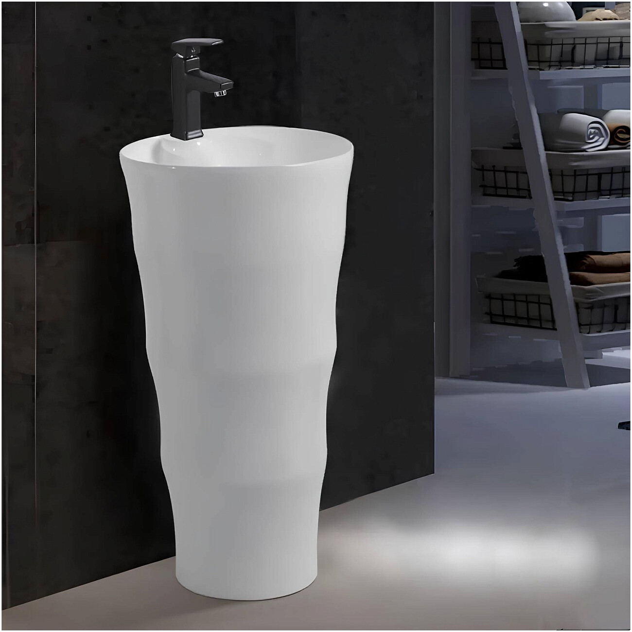 Раковина напольная фарфоровая круглая 83х42 см белая Cerutti SPA Marco CT7833 - изображение 4