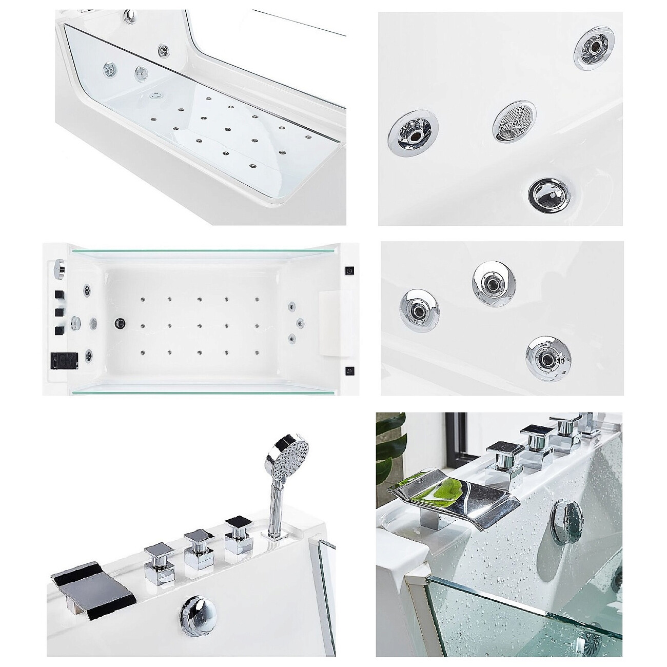 Ванна акриловая прямоугольная с гидромассажем 80х180 см белая Cerutti SPA C-453A - изображение 6