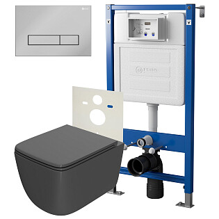 Унитаз Point &quot;Меркурий&quot; PN41831GM с инсталляцией &quot;Элемент&quot; PN45120 с кнопкой &quot;Меркурий&quot; PN44831C