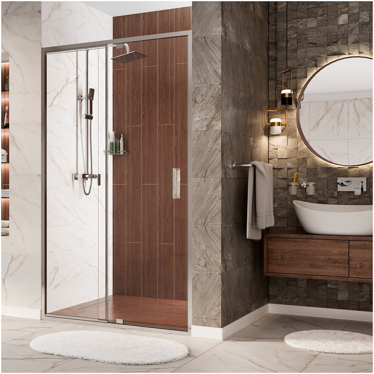 Душевая дверь распашная 120х200 см прозрачная, хром Wasserkraft Berkel 48P05 - изображение 2