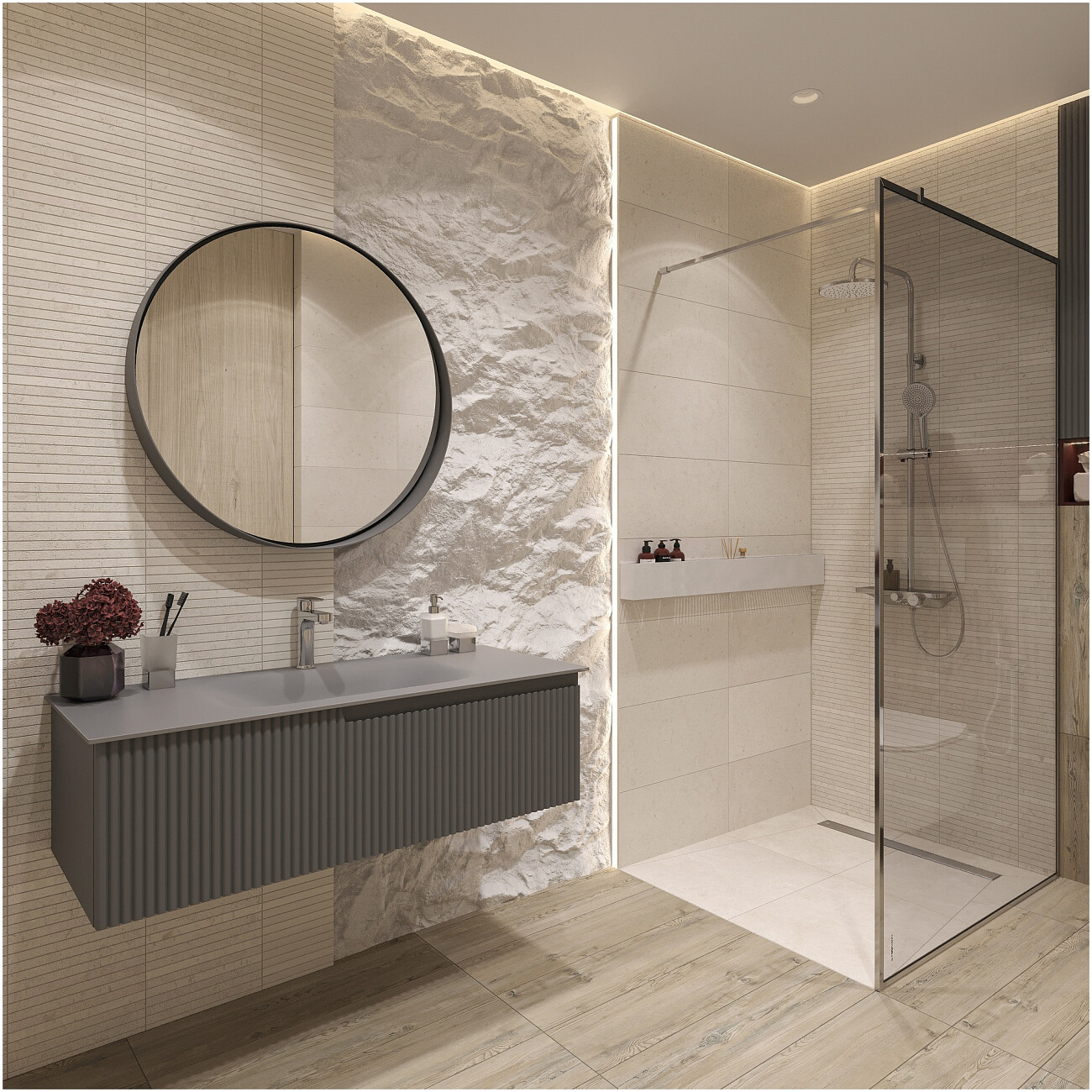 Раковина мебельная стеклянная 120 см серая Stworki "Вестфолл" - изображение 6