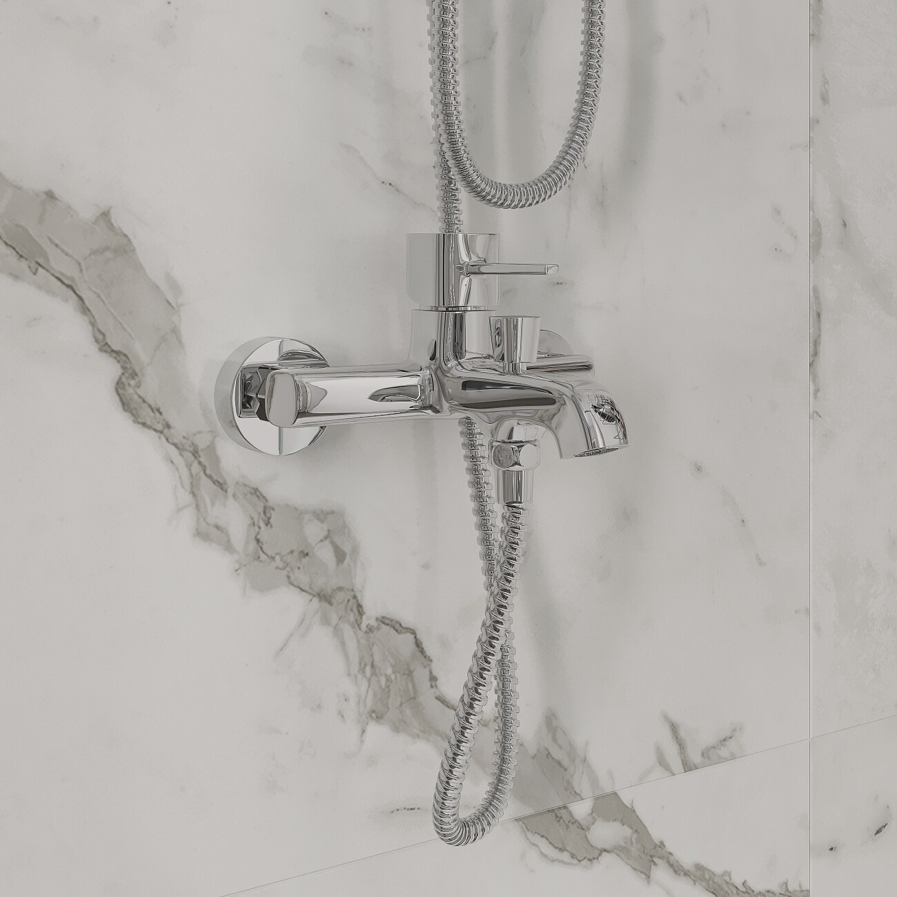 Смеситель для ванны с душем настенный с аэратором хром Stworki "Эстерсунд" ES-03cr - изображение 3