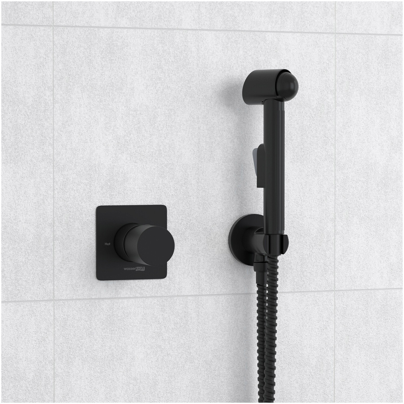 Гигиенический душ с встраиваемым смесителем черный Wasserkraft A07436 - изображение 2